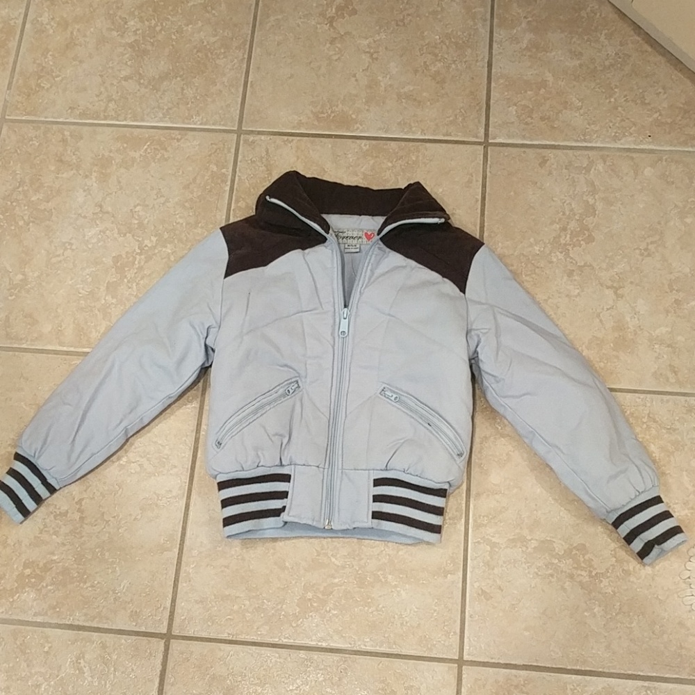 Fall girl coat in stunning baby blue and chocolate